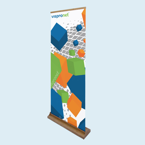 Roll Up Banner W/ Retractable Bamboo Stand For Trade Shows