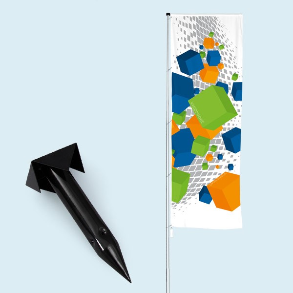 Telescoping Flagpole w/ Ground Stake for Advertising Flags & Banners